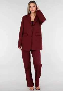 Burgundy Stretch Blazer met Schoudervullingen