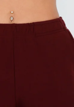 Burgundy Zachte Stretch Broek met Rechte Pijpen