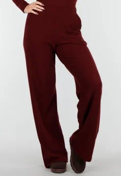 Burgundy Zachte Stretch Broek met Rechte Pijpen