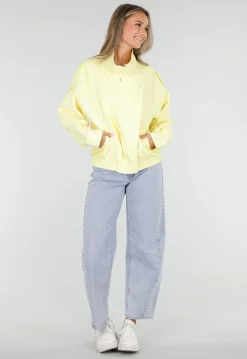 Butter Yellow Bikerjack met Opstaande Kraag en Ritssluiting