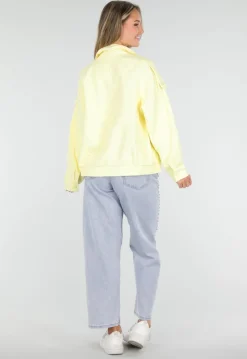 Butter Yellow Bikerjack met Opstaande Kraag en Ritssluiting