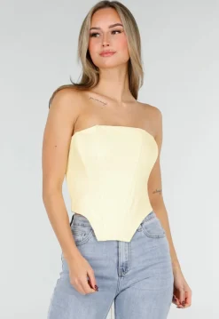 Butter Yellow Blazer Set met Strapless Top