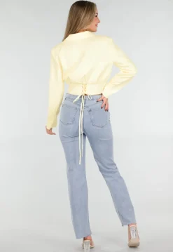 Butter Yellow Blazer Set met Strapless Top