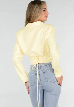 Butter Yellow Blazer Set met Strapless Top