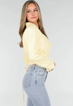Butter Yellow Blazer Set met Strapless Top