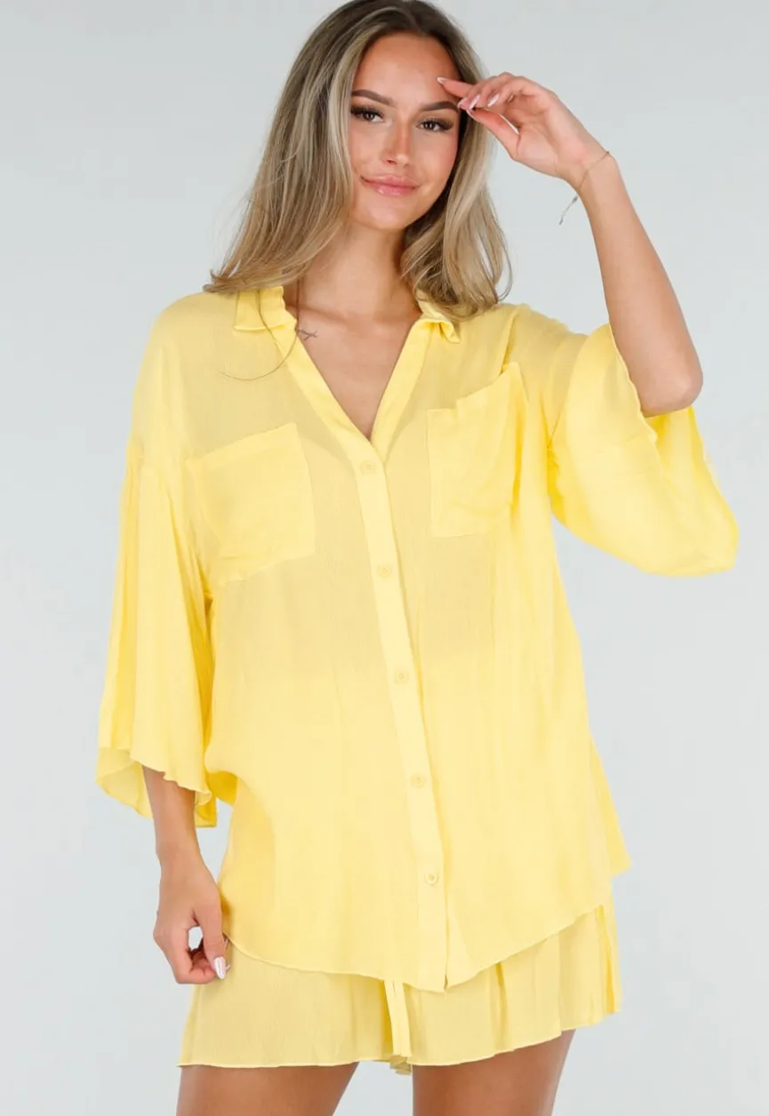 Butter Yellow Blouse met Short en Ondershort Set