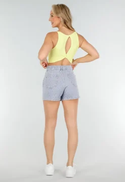 Butter Yellow Crop Top met Open Twist Rug en Brede Bandjes