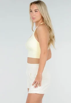 Butter Yellow Haltertop met Padded Cups en Open Rug