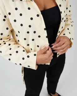 Butter Yellow Polkadot Blousejasje met Trekkoord