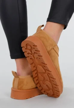 Camel Suède Look Lage Zachte Boots