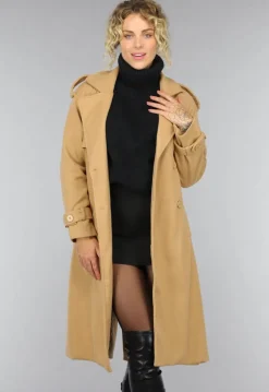 Camel Trenchcoat met Ceintuur