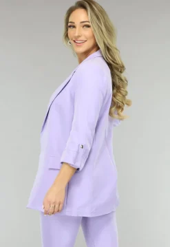 Classy Lila Tweedelige Blazer Set