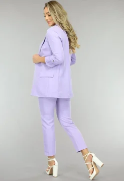 Classy Lila Tweedelige Blazer Set