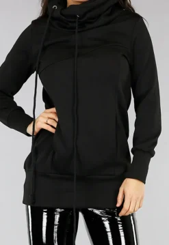 Comfy Zwarte Hoodie Dress met Col
