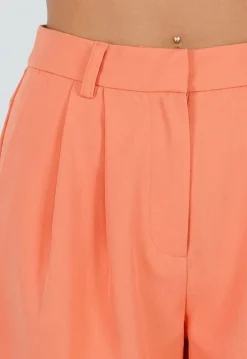 Coral Petite Pantalon met Wijde Pijpen en Plooien