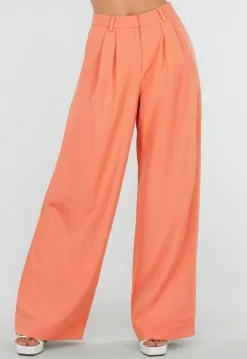 Coral Wide Leg Broek met Plooien