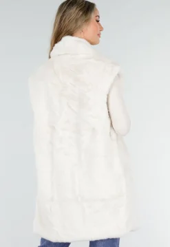 Crèmekleurige Faux Fur Bodywarmer met Ceintuur