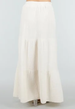 Crème Mousseline Maxi Rok met Elastische Taille