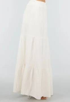 Crème Mousseline Maxi Rok met Elastische Taille