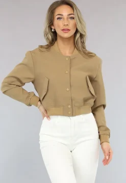 Cropped Bomber Jasje in Camel