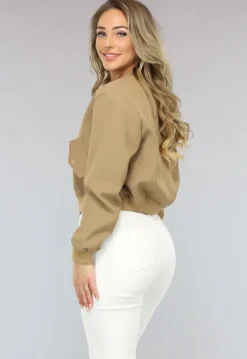 Cropped Bomber Jasje in Camel