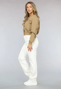 Cropped Bomber Jasje in Camel