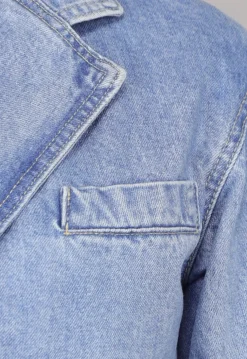 Cropped Denim Jas met Overslag