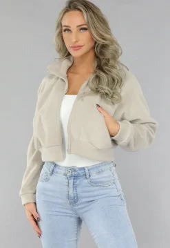 Cropped Fleece Vest met Hoge Kraag
