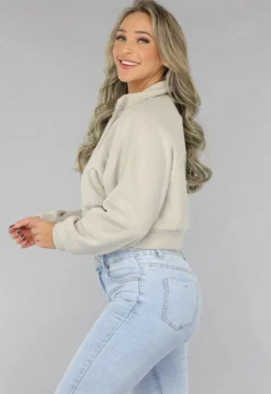 Cropped Fleece Vest met Hoge Kraag
