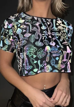 Cropped Shirt met Paddenstoelen Print