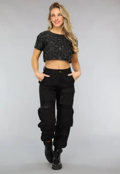 Cropped Shirt met Paddenstoelen Print