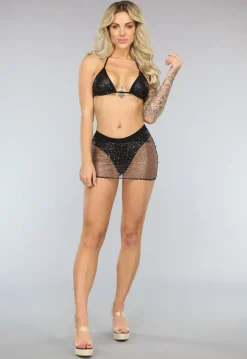 2-Delige Bikini Set met Pads en Gouden Glitters