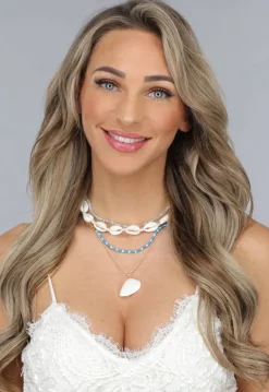 4-Delige Blauwe Ketting Set met Schelpjes