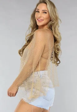 2-Delige Gouden Fishnet Glitter Set