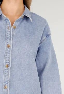 Denim Blouse met Lange Mouwen en Knopen