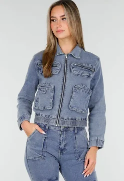 Denim Cargo Set Blauw