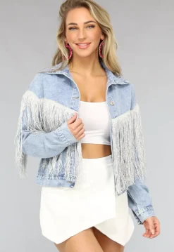 Denim Jasje met Zilveren Fringe