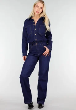 Denim Jumpsuit in Blauw met Lange Mouwen