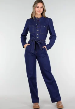 Denim Jumpsuit met Strikceintuur Blauw