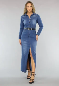 Denim Maxi jurk met Split