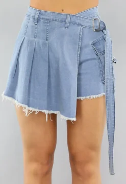 Denim Stretch Cargo Overslag Skort