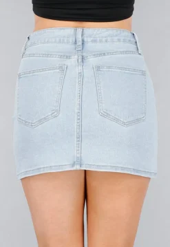 Denim Stretch Rok met Schuine Sluiting