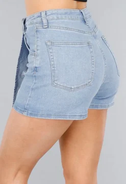 Denim Stretch Skort met Roze Sterren en Overslag