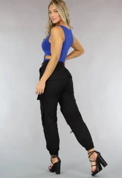 Donkerblauwe Bodysuit met Open Zij