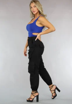 Donkerblauwe Bodysuit met Open Zij