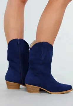 Donkerblauwe Cowboylaarzen met Lage Hak