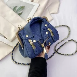 Donkerblauwe Crossbody Tas met Jas Ontwerp