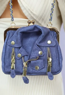 Donkerblauwe Crossbody Tas met Jas Ontwerp