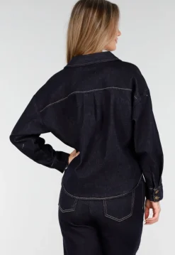 Donkerblauwe Denim Blouse met Lange Mouwen