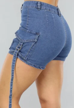 Donkerblauwe Denim Short met Zakken